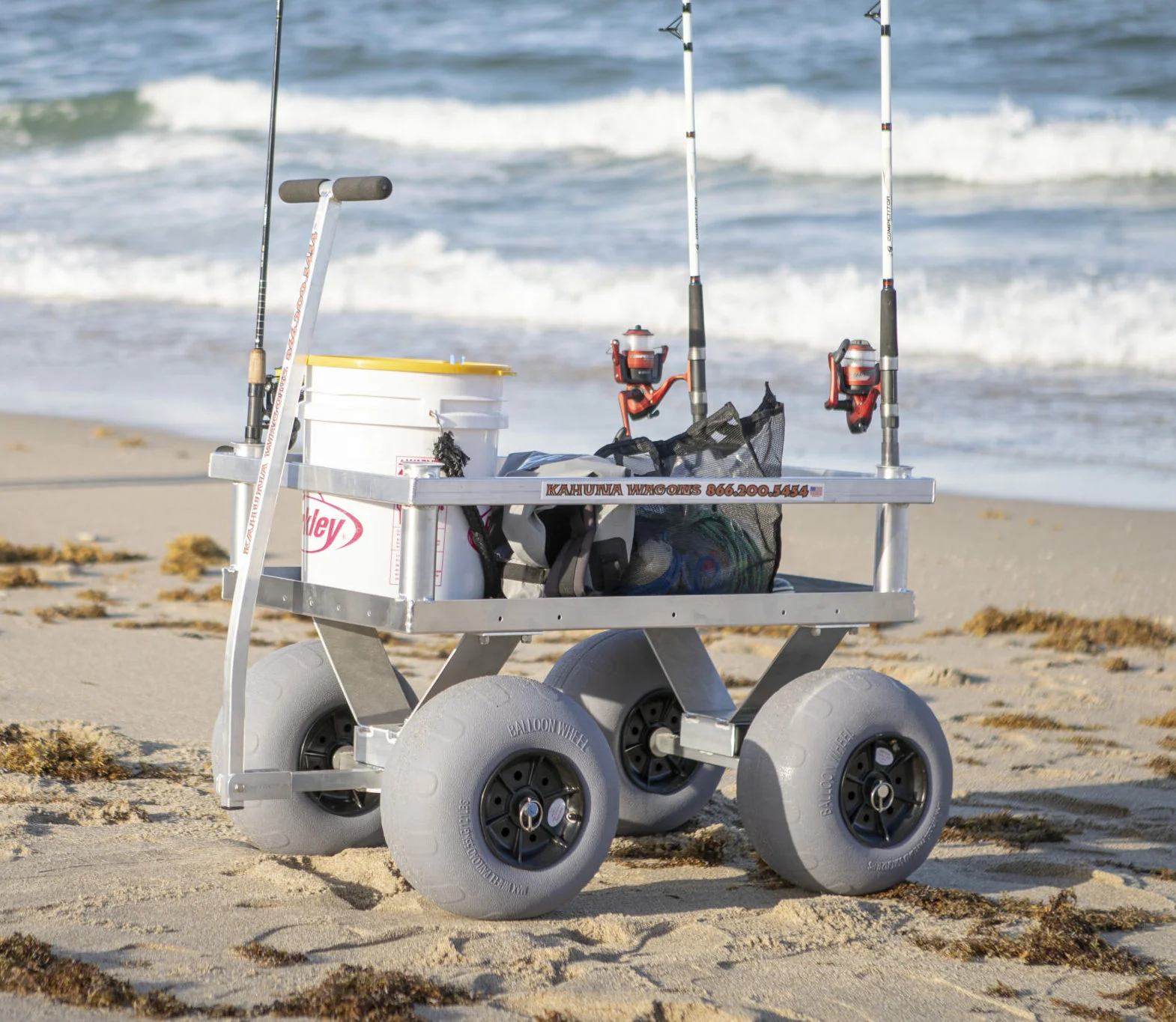Wide Aluminum Beach Fishing Cart - FREE SHIPPING