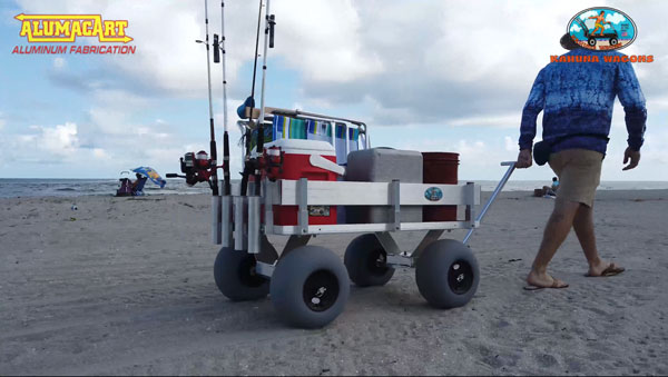 thumbnail image 2 of Big Kahuna Beach Wagon – Aluminum, No Rust, Balloon Tires, Rod Holders – Made In USA 2 of 6