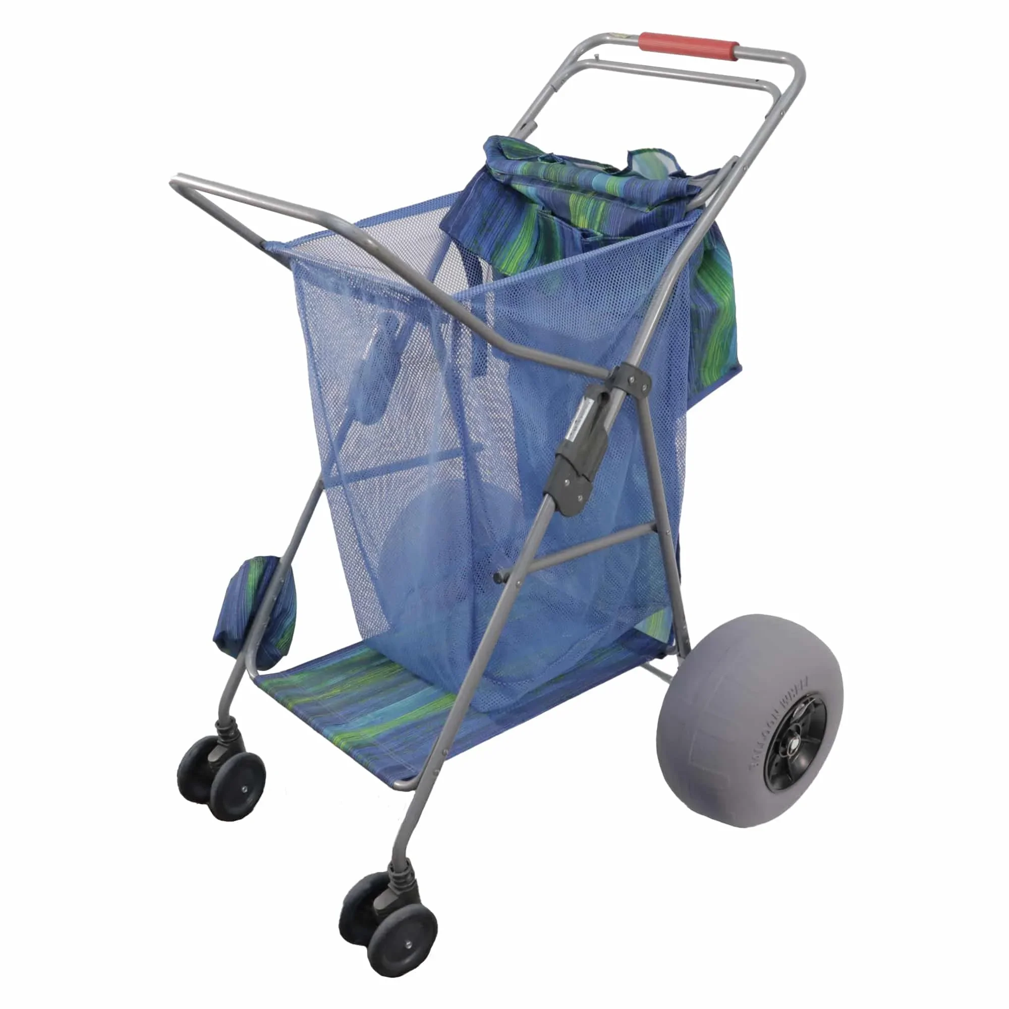 A cart with the 11.8″ balloon beach tire Wonder Wheeler Conversion Kit  attached.