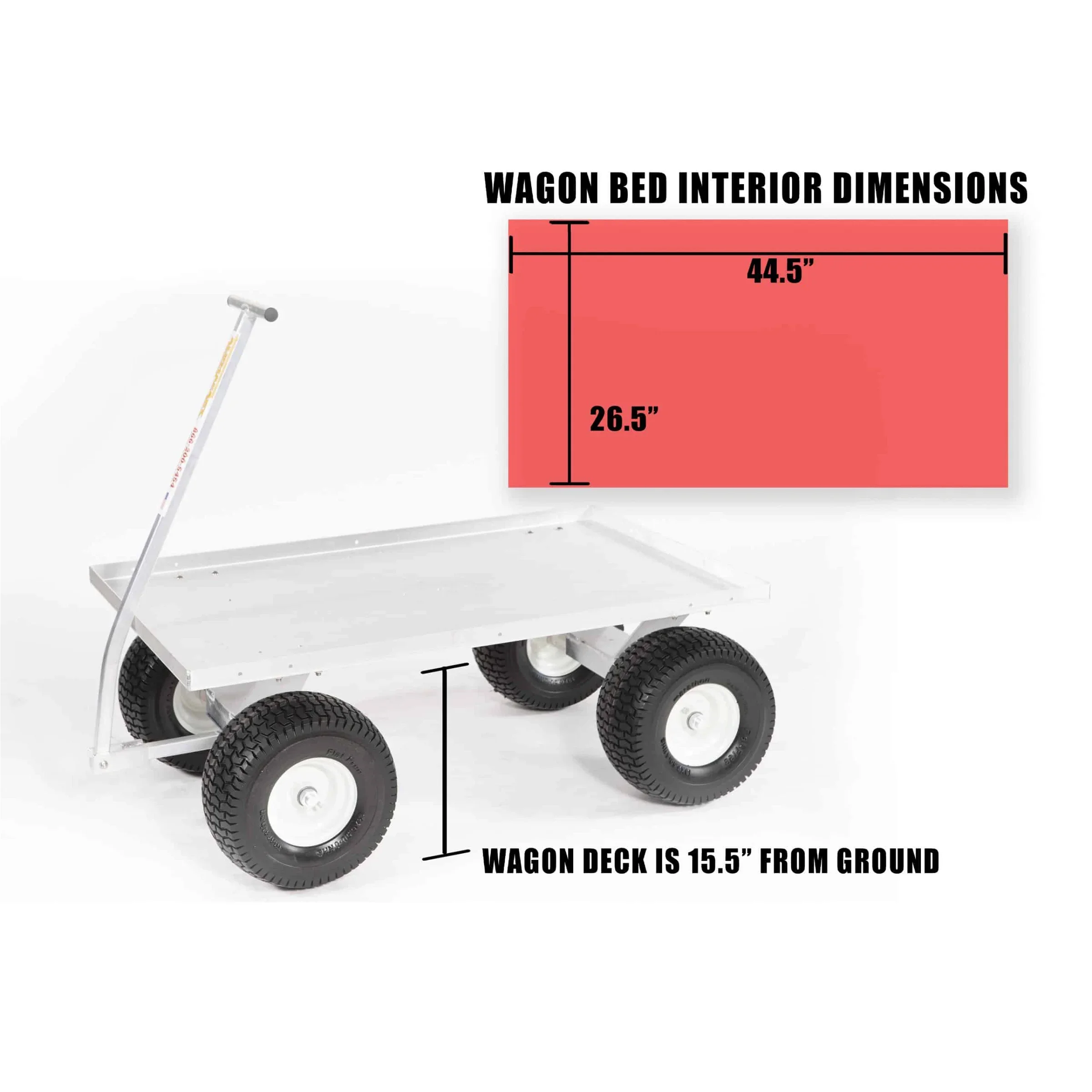 A Kahuna Wagon Heavy Duty Jupiter Pull Wagon dimensions reference image.