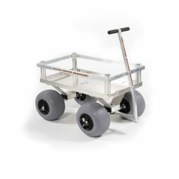 small light beach wagon with rod holders and balloon wheels