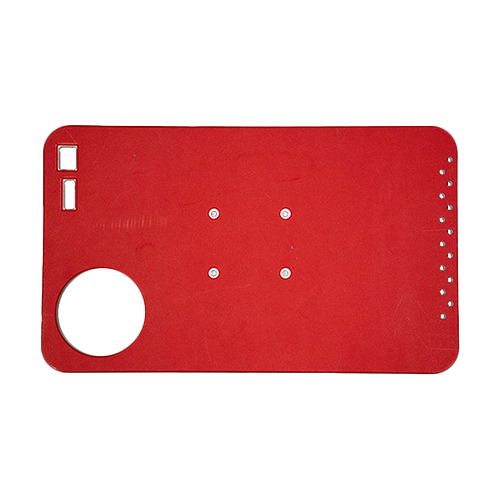 King Starboard Cutting board with red exterior and white interior, cup holder hole, and lure holders