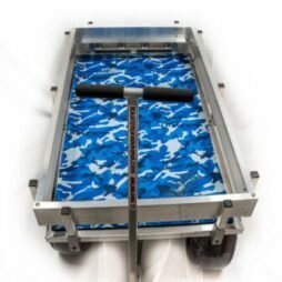 Blue Neoprene Camo mat inside of cart.