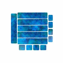 bright blue with dark and light blue mottling and scale patterns rectangular vinyl decals